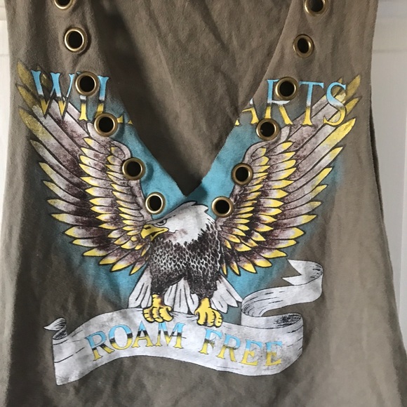 Forever 21 muscle tank with eagle and gold washer rings - Picture 3 of 4